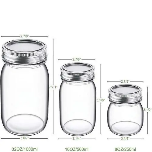 Bouteilles en verre de 32 oz (1000 ml) avec couvercles métalliques étanches, contenants clairs pour conserver les céréales d'avoine, la confiture, le miel, les salades, le yaourt, les épices. Bouteilles en verre de 32 oz (1000 ml) avec couvercles métalliques étanches, contenants clairs pour conserver les céréales d'avoine, la confiture, le miel, les salades, le yaourt, les épices.