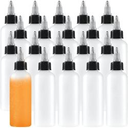 Uyuxxu 20 Pack 4oz Boston Squeeze Bottles,Clear Dispensing Bottles with Twist Top Cap,Plastic Squeeze Bottles for Crafts,Kitchen,Household