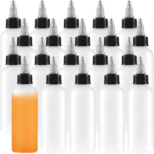 Uyuxxu 20 Pack 4oz Boston Squeeze Bottles,Clear Dispensing Bottles with Twist Top Cap,Plastic Squeeze Bottles for Crafts,Kitchen,Household