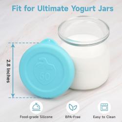 8PCs Silicone Replacement Lids for Ultimate 6oz Yogurt Jars, Silicone Yogurt Jar Lids, Jar Covers, Perfect for Yogurt, Oatmeal, Pudding, Freezer Dishwasher Microwave Safe (Jars NOT Included)