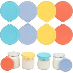 8PCs Silicone Replacement Lids for Ultimate 6oz Yogurt Jars, Silicone Yogurt Jar Lids, Jar Covers, Perfect for Yogurt, Oatmeal, Pudding, Freezer Dishwasher Microwave Safe (Jars NOT Included)