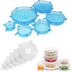 Silicone Stretch Lids ? 10 Pcs Food Cover Lid Set For Various Size Food Storage Containers ? Reusable & Stackable - Microwave Safe