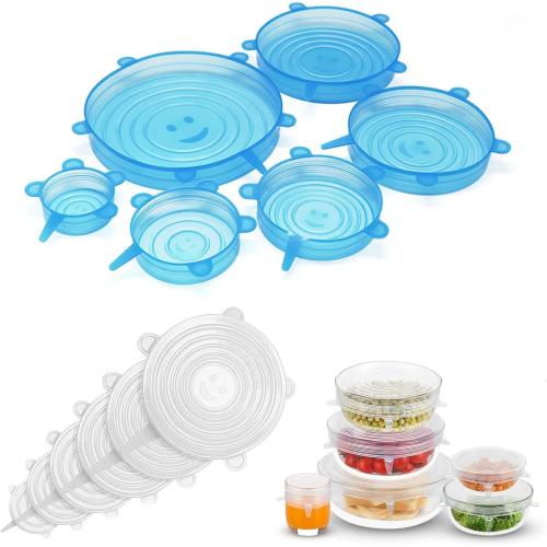 Silicone Stretch Lids ? 10 Pcs Food Cover Lid Set For Various Size Food Storage Containers ? Reusable & Stackable - Microwave Safe
