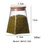 500ml Transparent Personality Four Corner Trapezoidal Sealed Glass Container Nut Coffee Beans Grain Food Glass Jar