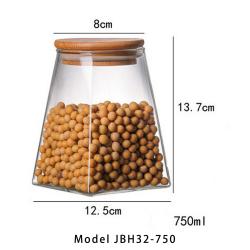 750ml Transparent Personality Four Corner Trapezoidal Sealed Glass Container Nut Coffee Beans Grain Food Glass Jar