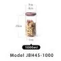 Glasbehälter 1000 ml, Küchen-Servier-Flasche mit abnehmbarem Holzlöffel, BPA-freier KlarGlasbehälter für Tee, Pulver, Gewürze, Kräuter
