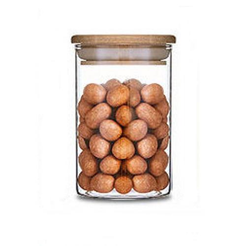 Dia 65mm H 110mm 280ml Glass Food Storage Containers Set,Airtight Food Jars with Bamboo Wooden Lids -  Kitchen Canisters For Sugar,Candy, Cookie, Rice and Spice Jars