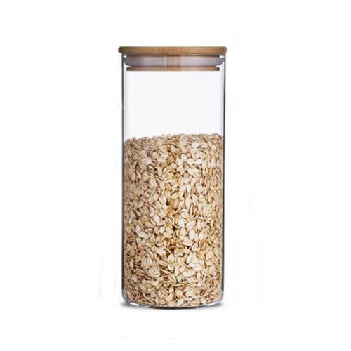 Dia 85mm H 210mm 1000ml Glass Food Storage Containers Set,Airtight Food Jars with Bamboo Wooden Lids -  Kitchen Canisters For Sugar,Candy, Cookie, Rice and Spice Jars