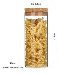 Dia 65mm H 150mm 410ml Empty Clear Glass Bottles with Cork Stopper - Refillable Dry Food Goods Storage Container Vial Jars For Flower Tea Dry Fruit Nuts Candy Seasoning and Other Small Items