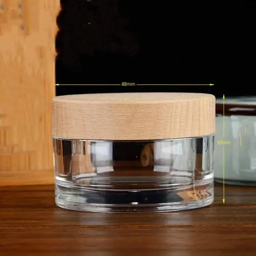 plastic cream bottle acrylic jar with wooden lid wooden cap custom made luxury cosmetic, food, and medicine,Size E: D88xH60mm, 160ml plastic cream bottle acrylic jar with wooden lid wooden cap custom made luxury cosmetic, food, and medicine,Size E: D88xH60mm, 160ml