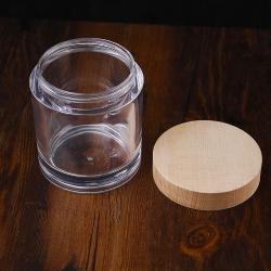 plastic cream bottle acrylic jar with wooden lid wooden cap custom made luxury cosmetic, food, and medicine