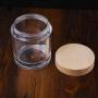 plastic cream bottle acrylic jar with wooden lid wooden cap custom made luxury cosmetic, food, and medicine, Size F: D88xH85mm, 240ml