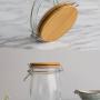 3000ml Wide Mouth Round Glass Jar - Airtight Storage Jar with wood Bamboo Lid Medium Jar Perfect for Beans, Jelly, Storing and Canning Use