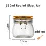 500ml Wide Mouth Round Glass Jar - Airtight Storage Jar with wood Bamboo Lid Medium Jar Perfect for Beans, Jelly, Storing and Canning Use