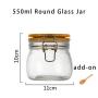 3pcs 550ml Wide Mouth Round Glass Jar - Airtight Storage Jar with wood Bamboo Lid Medium Jar Perfect for Beans, Jelly, Storing and Canning Use