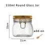 500ml 750ml 1000ml 1500ml total 4pcs Wide Mouth Round Glass Jar - Airtight Storage Jar with wood Bamboo Lid Medium Jar Perfect for Beans, Jelly, Storing and Canning Use