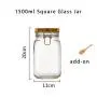 1500ml Wide Mouth Square Glass Jar - Airtight Storage Jar with wood Bamboo Lid Medium Jar Perfect for Beans, Jelly, Storing and Canning Use 1500ml Wide Mouth Square Glass Jar - Airtight Storage Jar with wood Bamboo Lid Medium Jar Perfect for Beans, Jelly, Storing and Canning Use