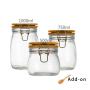 500ml 750ml 1000ml total 3pcs Wide Mouth Round Glass Jar - Airtight Storage Jar with wood Bamboo Lid Medium Jar Perfect for Beans, Jelly, Storing and Canning Use