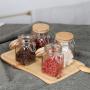 4pcs 250ml Wide Mouth Square Glass Jar - Airtight Storage Jar with wood Bamboo Lid Medium Jar Perfect for Beans, Jelly, Storing and Canning Use