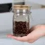 4pcs 250ml Wide Mouth Square Glass Jar - Airtight Storage Jar with wood Bamboo Lid Medium Jar Perfect for Beans, Jelly, Storing and Canning Use