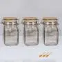 3pcs 250ml Wide Mouth Square Glass Jar - Airtight Storage Jar with wood Bamboo Lid Medium Jar Perfect for Beans, Jelly, Storing and Canning Use