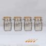 4pcs 250ml Wide Mouth Square Glass Jar - Airtight Storage Jar with wood Bamboo Lid Medium Jar Perfect for Beans, Jelly, Storing and Canning Use