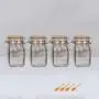 4pcs 250ml Wide Mouth Square Glass Jar - Airtight Storage Jar with wood Bamboo Lid Medium Jar Perfect for Beans, Jelly, Storing and Canning Use