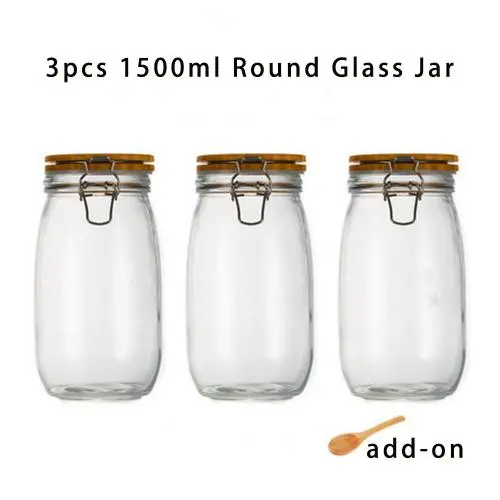 3 pcs Pots en Verre de 1500ml à Large Bouche – Pots de Rangement Airtight avec Couvercle en Bois Bambou – Pots Moyens Parfaits pour les Haricots, la Gelée, le Conserve et le Rangement 3 pcs Pots en Verre de 1500ml à Large Bouche – Pots de Rangement Airtight avec Couvercle en Bois Bambou – Pots Moyens Parfaits pour les Haricots, la Gelée, le Conserve et le Rangement