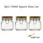3er Set 750ml Breitdeckel Holz-Bambus-Deckel Glasbehälter – Luftdichte Lagerbehälter mit Mittelgroßer Dose, Ideal für Bohnen, Marmelade, Lagern und Konservieren