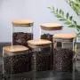 1000ml Glass Storage Jar with Airtight Lid, Square Glass Tea Tin, Transparent Glass Canister for Ground Coffee, Tea Bag, Rice, Flour, Dog Cookies and More