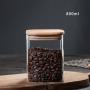 800ml Glass Storage Jar with Airtight Lid, Square Glass Tea Tin, Transparent Glass Canister for Ground Coffee, Tea Bag, Rice, Flour, Dog Cookies and More