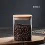 800ml Glass Storage Jar with Airtight Lid, Square Glass Tea Tin, Transparent Glass Canister for Ground Coffee, Tea Bag, Rice, Flour, Dog Cookies and More