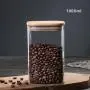1000ml Glass Storage Jar with Airtight Lid, Square Glass Tea Tin, Transparent Glass Canister for Ground Coffee, Tea Bag, Rice, Flour, Dog Cookies and More