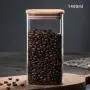 Glasbehälter 1400ml mit Deckel, Quadratische Glas Teetüte, Transparente Glas Dose für Kaffeepulver, Teebeutel, Reis, Mehl, Hundekekse u.v.m.
