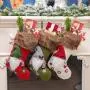 Weihnachtsdeko Stricksocken, gesichtslose Stricksocken, Christkindleschuhe, Süßsocken, Geschenkstrickschuhe, Weihnachtsdeko mit Tannenzapfenanhänger
