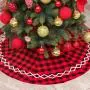 Rot kariertes Baumschirm Weihnachtsdekoration, Weihnachts-Szene, Baumunterdekoration, Baumschürze