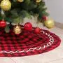 Rot kariertes Baumschirm Weihnachtsdekoration, Weihnachts-Szene, Baumunterdekoration, Baumschürze