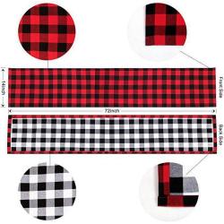 Double New Christmas Decorations Plaid Cloth Table Banner Holiday Home Decoration Red and Black Tablecloth Tablecloth Mat