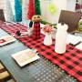 Double New Christmas Decorations Plaid Cloth Table Banner Holiday Home Decoration Red and Black Tablecloth Tablecloth Mat