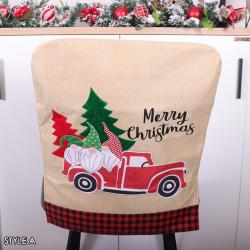 Christmas decoration seat cover car dining table chair household seat cover Christmas chair cover linen handicraft