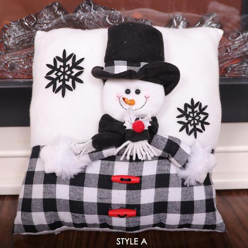 Christmas Pillow Black and White Santa Snowman Pillow Creative Cartoon Christmas Pillow Home Decor Christmas Pillow Black and White Santa Snowman Pillow Creative Cartoon Christmas Pillow Home Decor