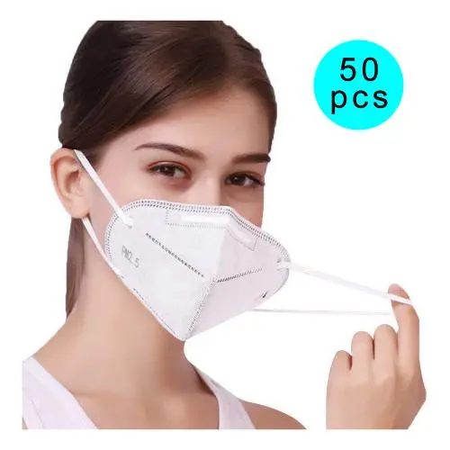 50 Stück KN95 Gesichtsmasken, 4-Schichten Sicherheitsmaske zum Blockieren von Staub und Luftverschmutzung, atmungsaktiv und komfortabel, Gesundheitsmaske mit Filtereffizienz von nicht-öligen Partikeln > 95%.