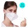 50 Stück KN95 Gesichtsmasken, 4-Schichten Sicherheitsmaske zum Blockieren von Staub und Luftverschmutzung, atmungsaktiv und komfortabel, Gesundheitsmaske mit Filtereffizienz von nicht-öligen Partikeln > 95%.