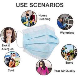 Disposable Face Masks with Elastic Ear Loop 3 Ply Breathable and Comfortable Dust Mask Daily Personal Health Mask(Pack of 250pcs)