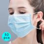 50Pcs Disposable Face Masks - Disposable Surgical Mask Dust Breathable Earloop Antiviral Face Mask, Comfortable Medical Sanitary Surgical Mask Thick 3-Layer Masks