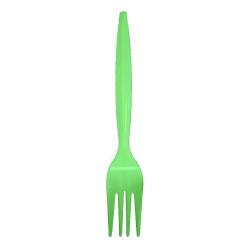 Heavy-Weight Green Plastic Forks, Durable, Disposable, Box of 96pcs