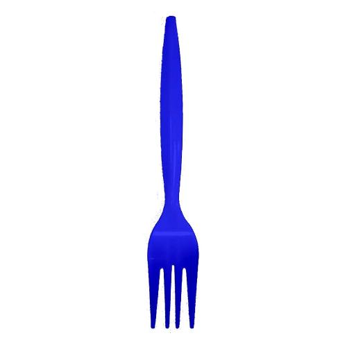 Heavy-Weight Dark Blue Plastic Forks, Durable, Disposable, Box of 96pcs