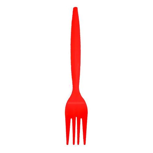 Heavy-Weight Red Plastic Forks, Durable, Disposable, Box of 96pcs