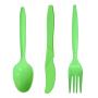 Disposable Plastic Cutlery Set Heavy Duty Colored Plastic Tableware - Includes 32 Forks, 32 Teaspoons, and 32 Knives (Green, 96)
