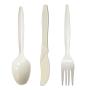 Disposable Plastic Cutlery Set Heavy Duty Colored Plastic Tableware - Includes 32 Forks, 32 Teaspoons, and 32 Knives (White, 96)